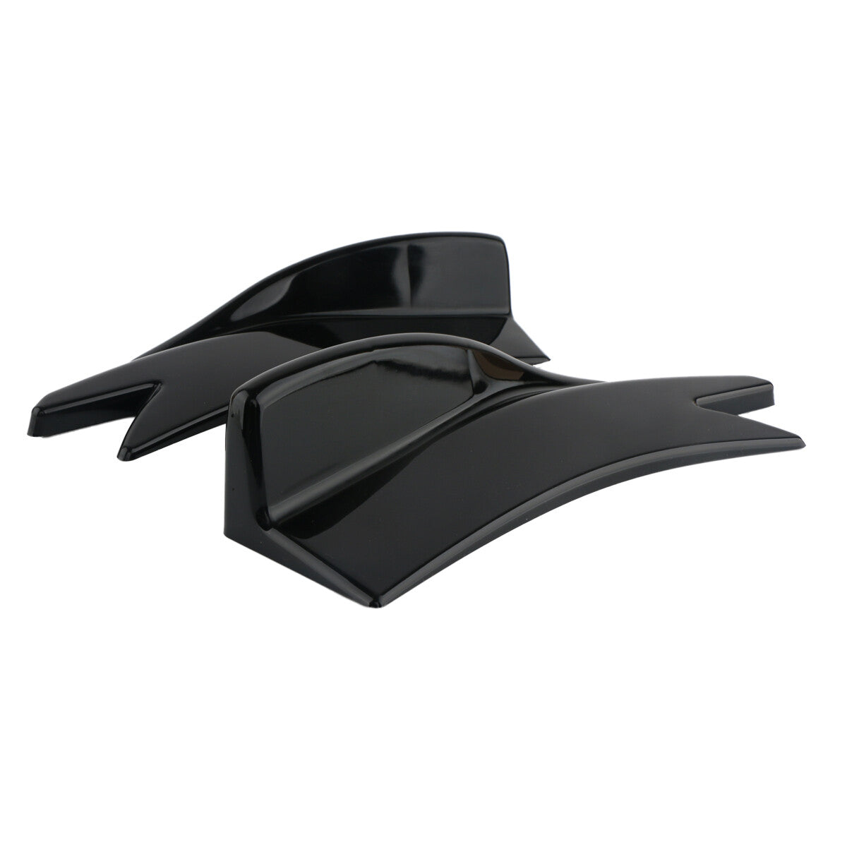 A pair of rear bumpers, boiler lips, separators, diffusers, body kit, gloss black, universal.