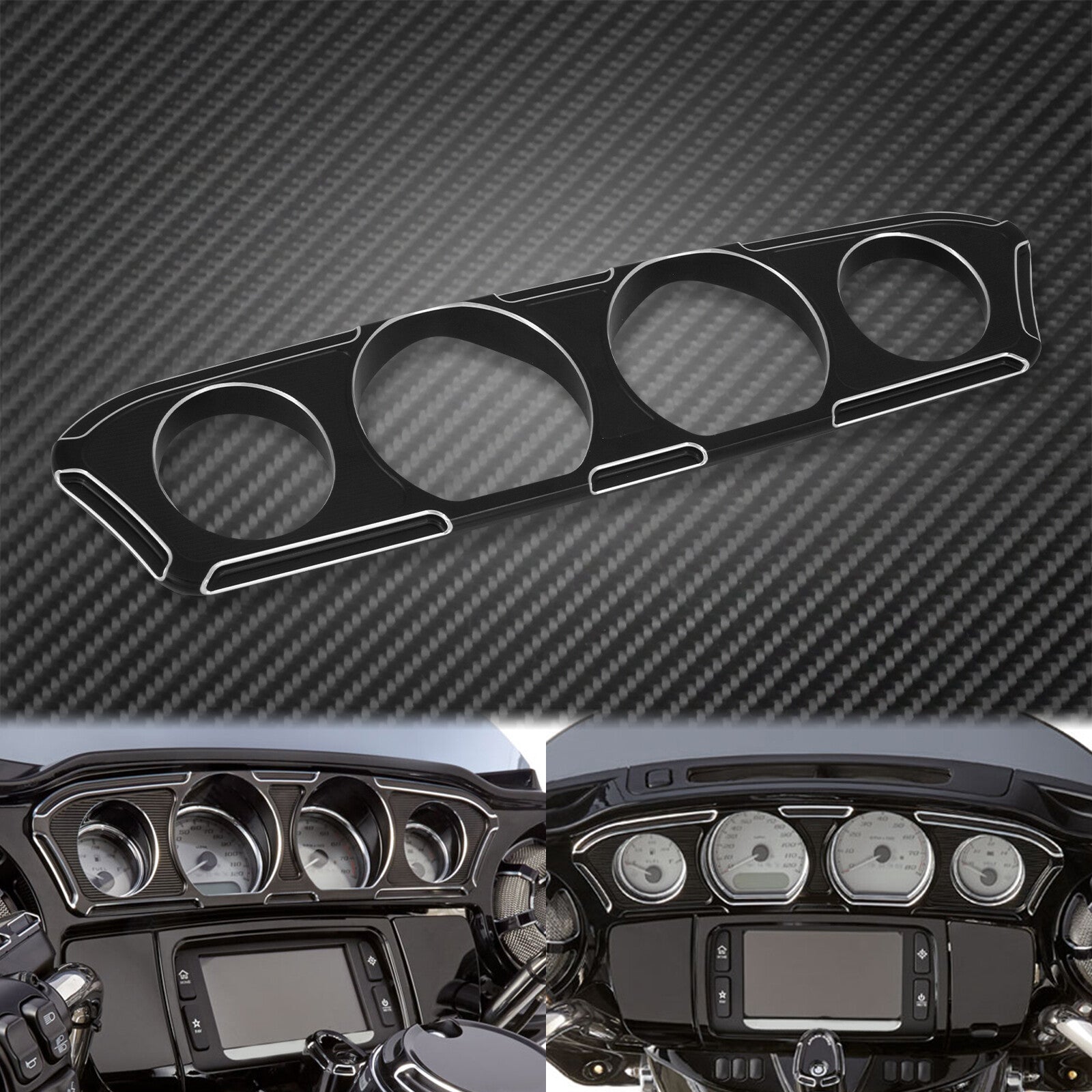 Black Inner Fairing Gauge Panel Trim Cover Fit for Harley Touring Glide 2014-22