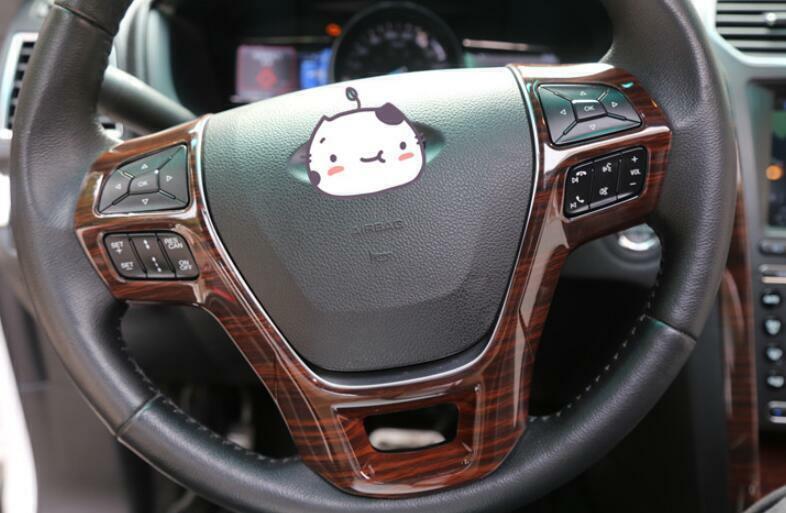 Steering Wheel Sheet Cover Trim 1PCS Fit for Ford Explorer 2016-2019 Wood Grain
