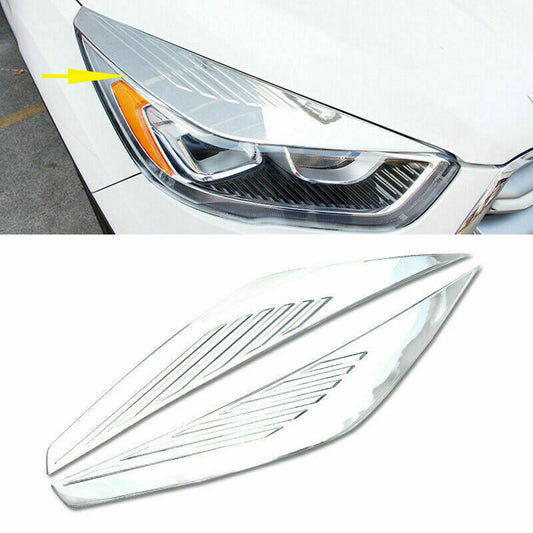 2P for Ford Escape Kuga 2017-2019 Chrome Car Head Light Eyebrow Decor Cover trim