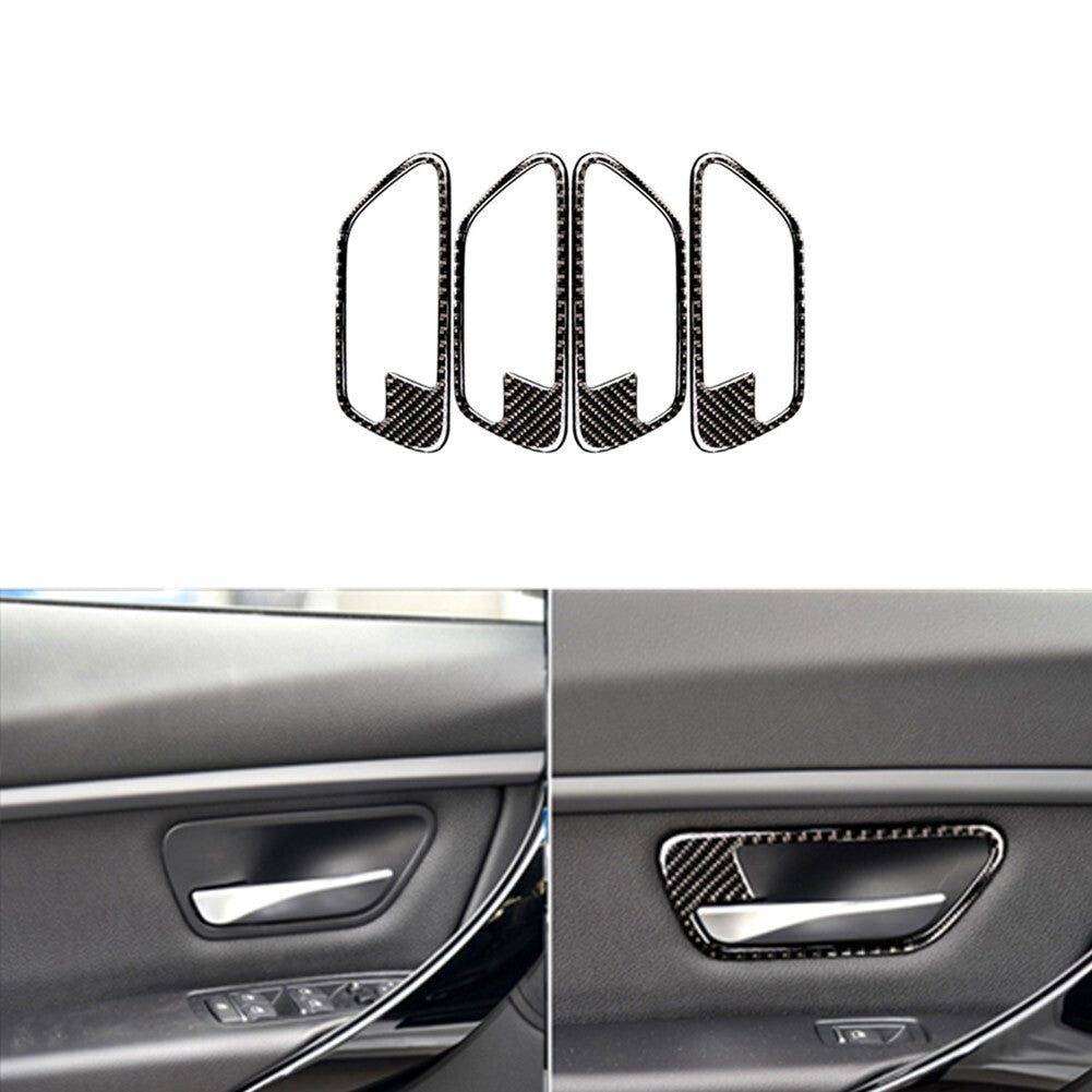 Carbon fiber interior door handle trim for BMW 3 Series F30 2013-2018