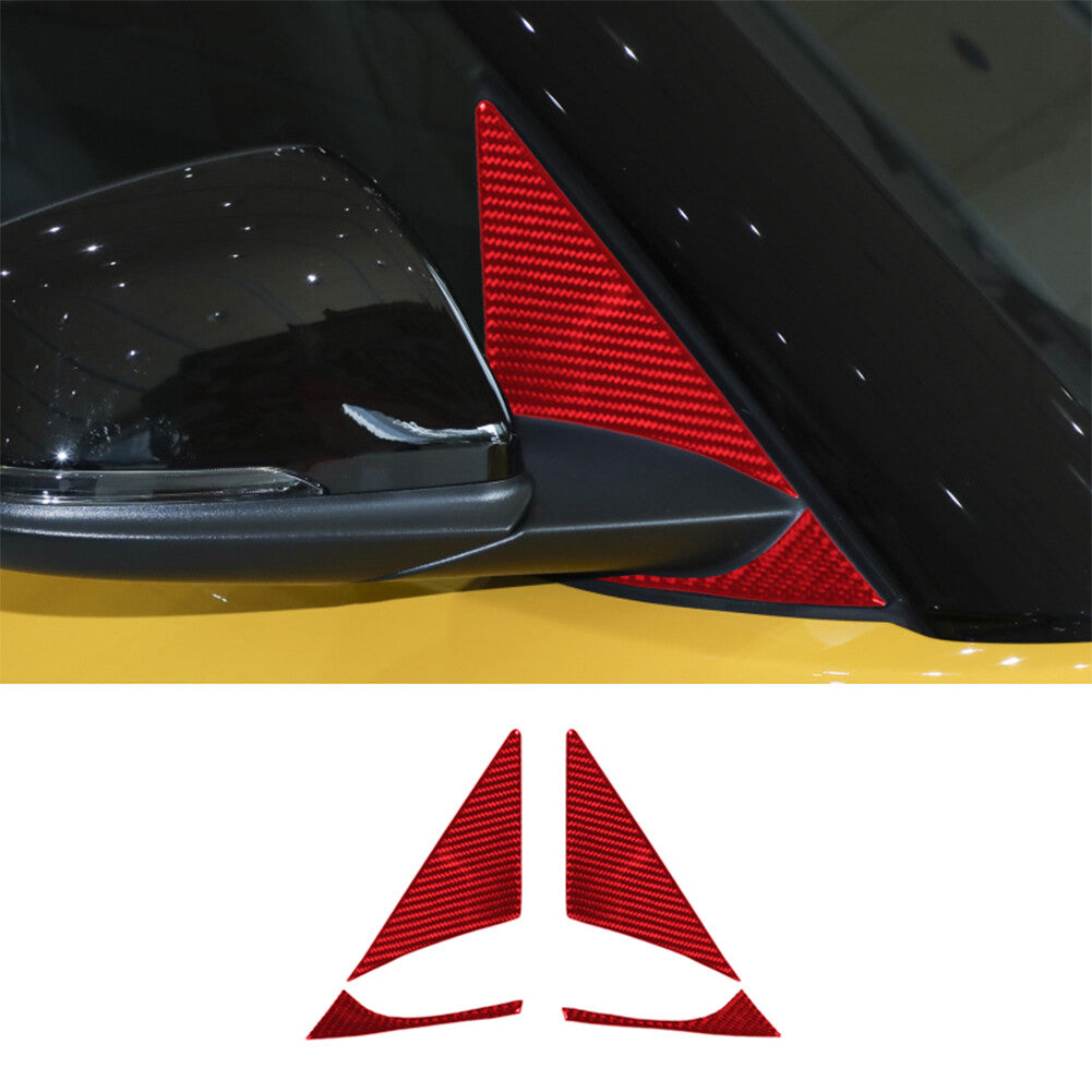 4X Red Carbon Fiber A Pillar Triangle Trim for Toyota Supra 2019-2022