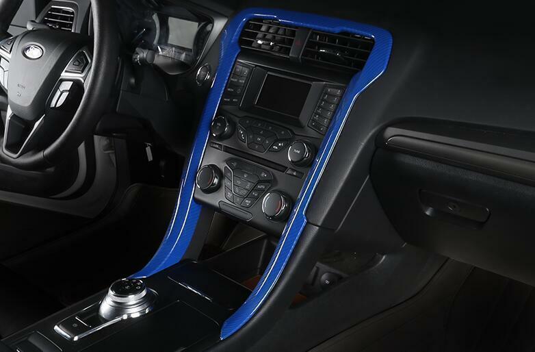 for Ford Mondeo Fusion 2017-20 Blue Carbon Fiber Gear Shift Both Side Strip Trim