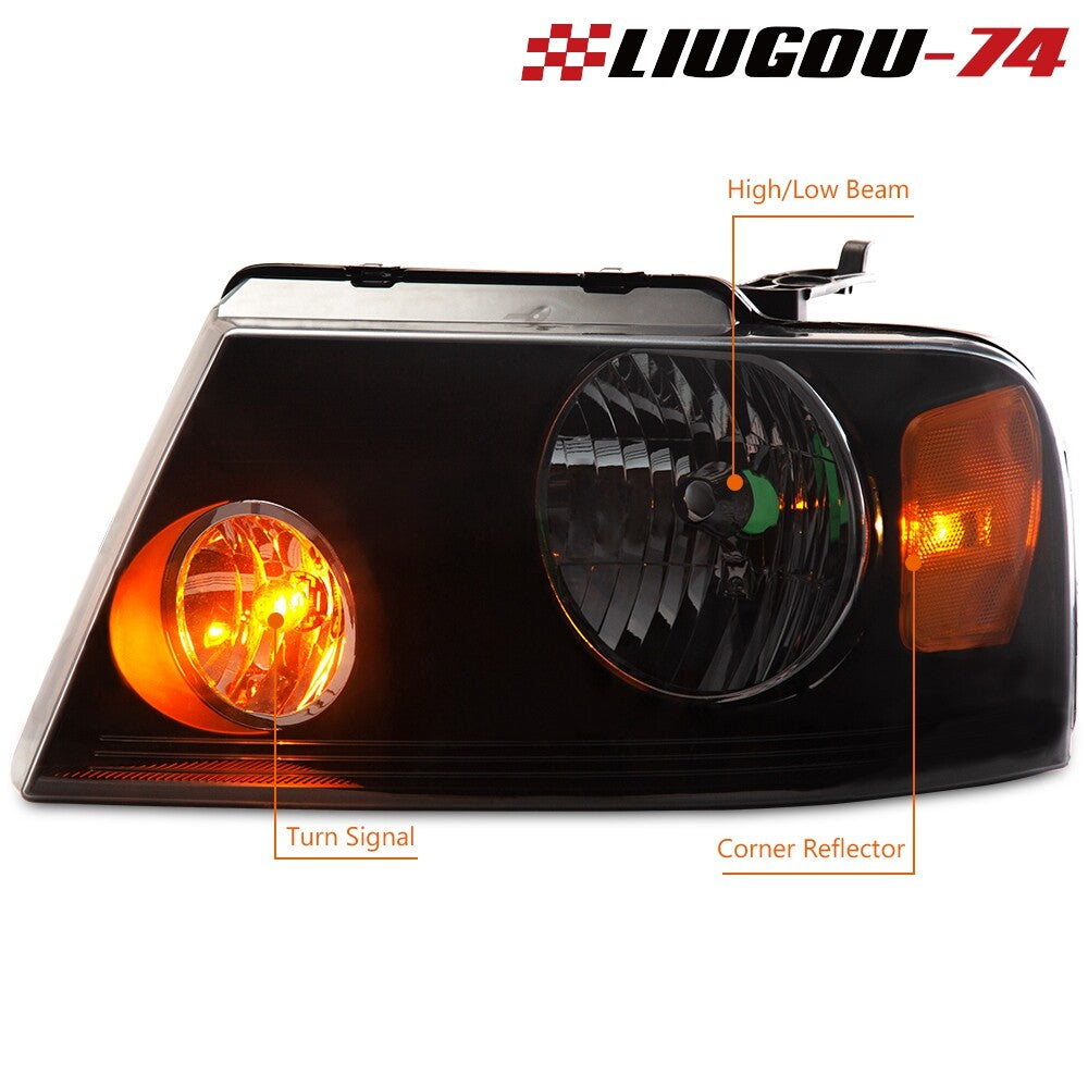 Headlights suitable for 04-08 for Ford F150 for Lincoln Mark LT black housing lights USA