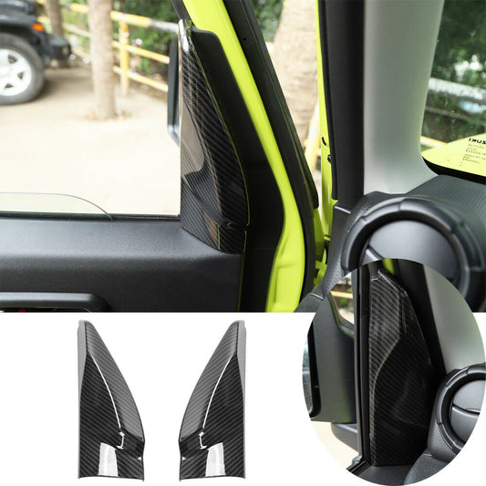 Front Triangle A-pillar Panel Trim Kit for Suzuki for Jimny 2019-22 ABS Carbon Fiber