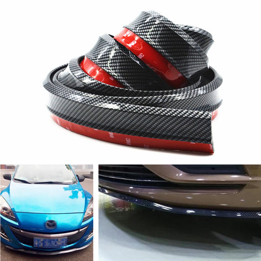 Car Front Bumper Lip Spoiler Protector Rubber Splitter Guard Skirt Carbon Fiber