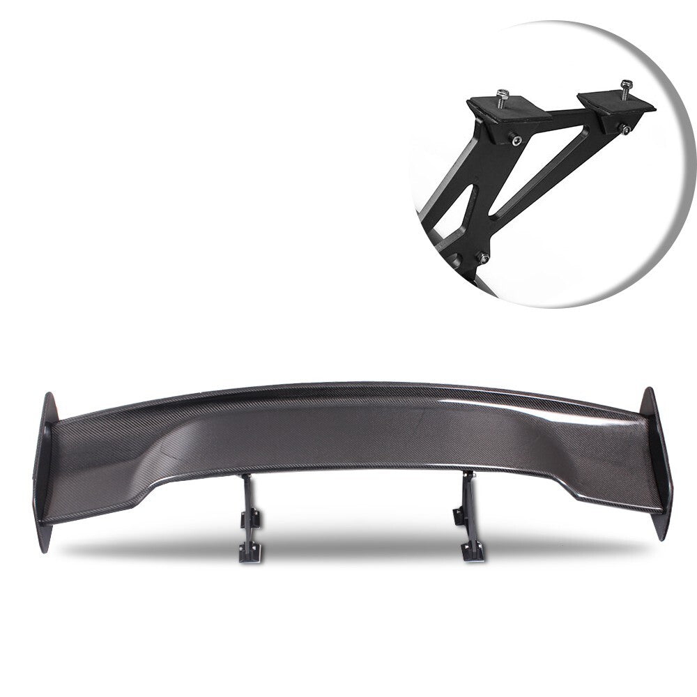 JDM UNIVERSAL CARBON FIBER GT-STYLE 57 RACING REAR BACK SPOILER WING+BRACKETS