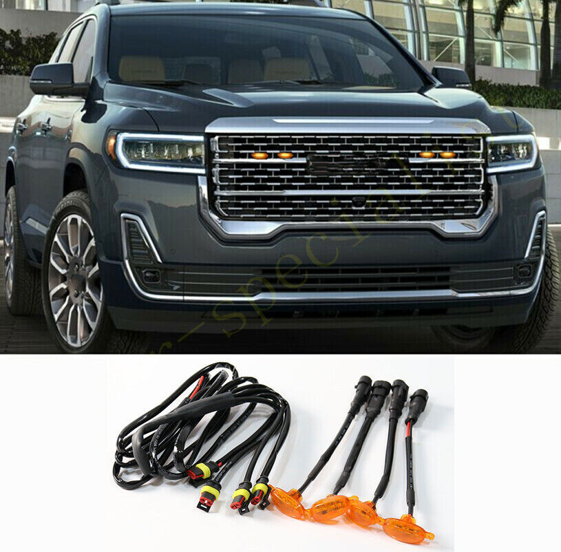 for GMC Acadia 2020-2024 yellow Style Front Grill LED Marker Light Kit