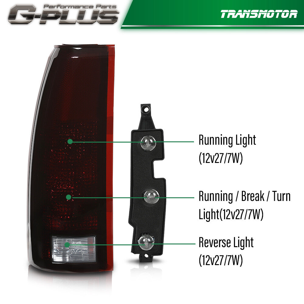 Smoke taillights suitable for 1988-1999 for Chevrolet /JMSI Silverado Tahoe for Sierra with bulbs.