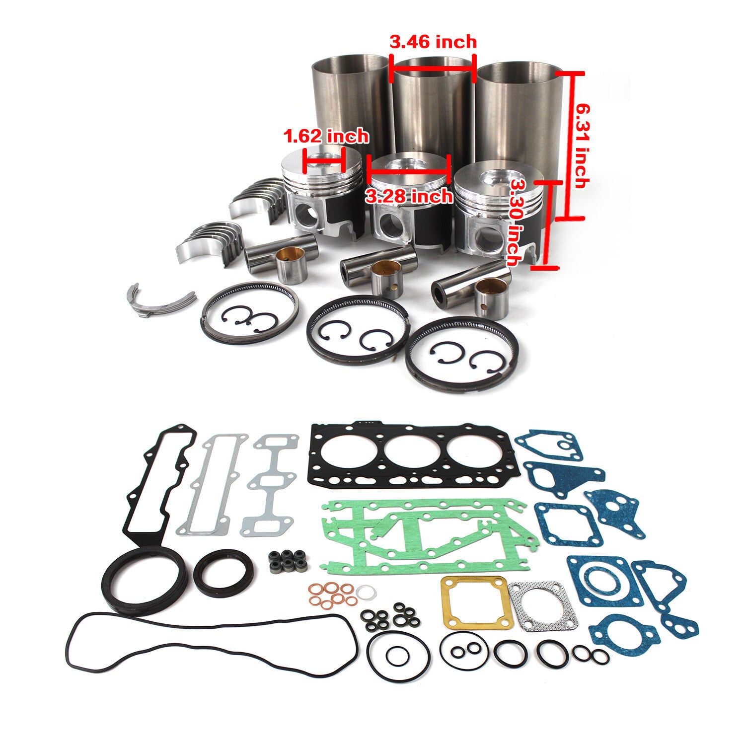3TNV84 3TNV84T Overhaul Rebuild Kit for Yanmar Engine Piston Gasket Bearing Kit