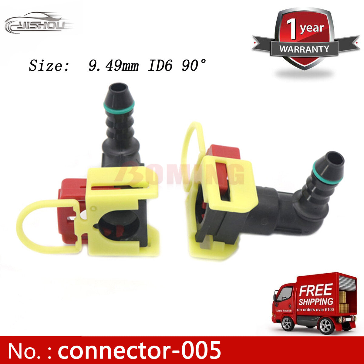 9.49 mm ID6 90¡ã 2-Piece Automotive Fuel Line Hose Fitting Quick Release Connector - new