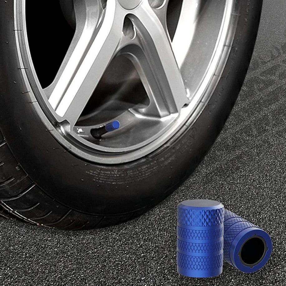 4-piece universal blue tire valve cover rod air dust cover for Chevrolet