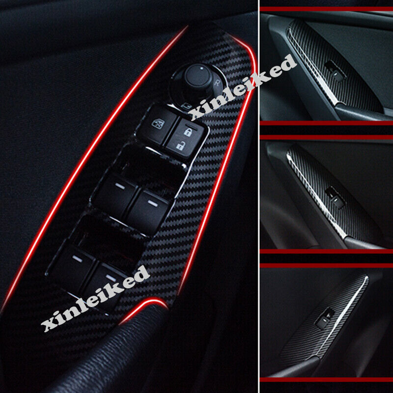 Carbon Fiber Window Glass Switch Control Cover Trims for Mazda 3 Axela 2017-2018
