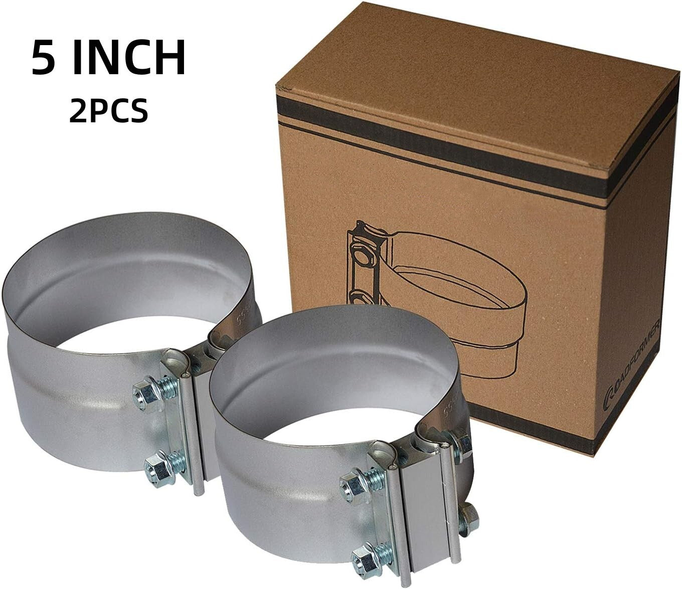 2x 5-inch ring connector exhaust clips, 5-inch exhaust clips, 5-inch aluminum alloy strip clips,