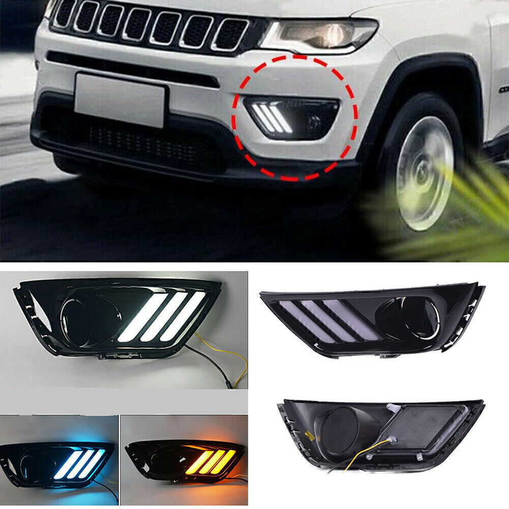 2-Pack LED DRL Daytime Running Lights/Front Fog Lights for Jeep Compass 2017-2019 18