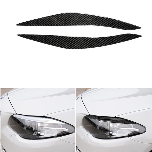 2Pcs Carbon Fiber Headlight Eyebrow Cover Trim for BMW 5 Series F10 2010-2013