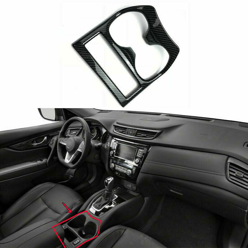 for Nissan Rogue 2014-2020 ABS Carbon Fiber Front Cup Holder Frame Cover Trim