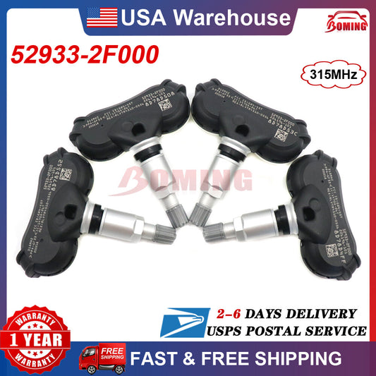 4-pack of new TPMS tire pressure sensors 52933-2F000 for Hyundai for Tucson and for Kia Rio 315MHz
