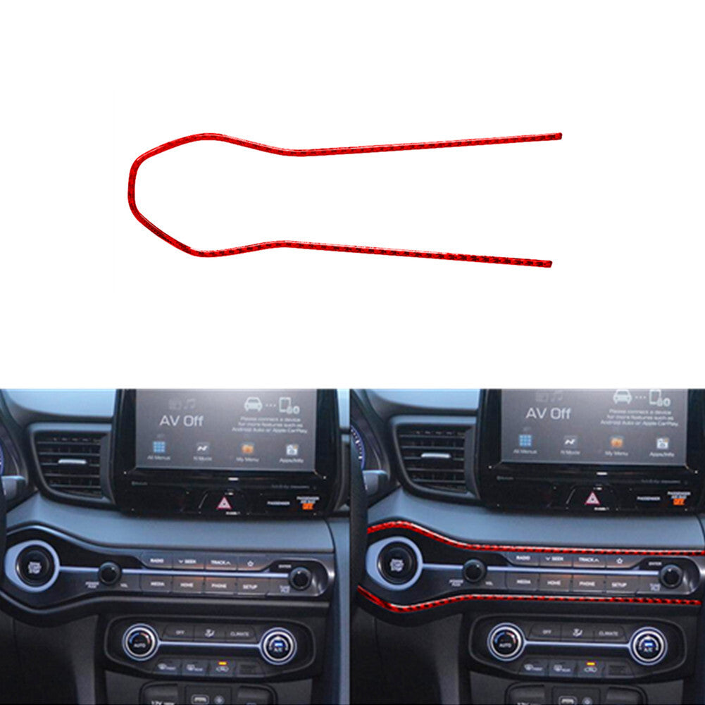 Red Carbon Fiber Radio Button Frame Trim Cover for Hyundai for Veloster JS 2019-2022