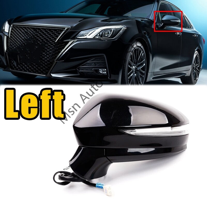 Left Side Rearview Mirror Fold Heating Assy Black for Toyota Crown 2015-2018