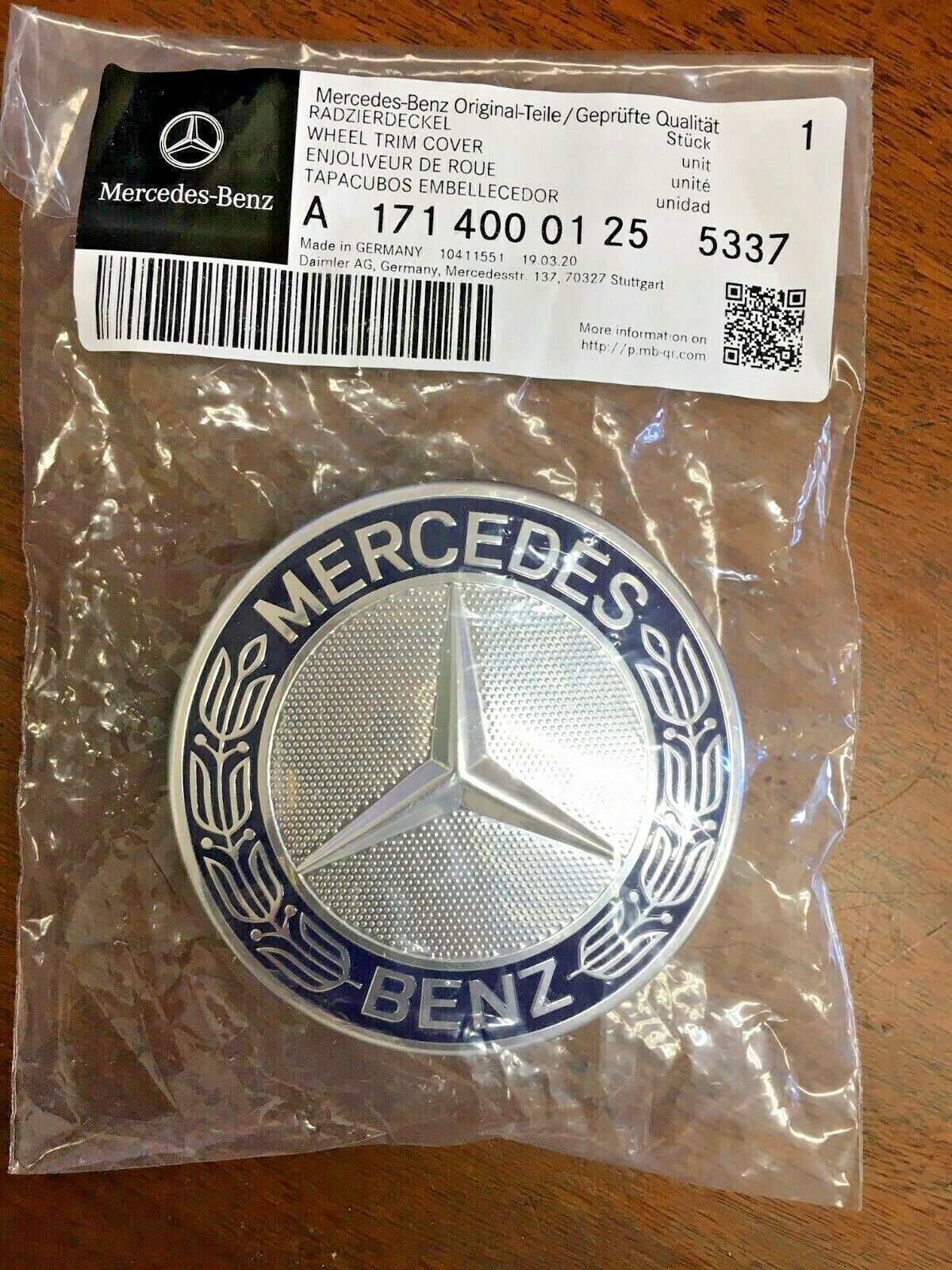 Equipment Manufacturer 4-Piece Set for Mercedes-Benz Royal Blue Center Hub Caps for Alloy Wheels