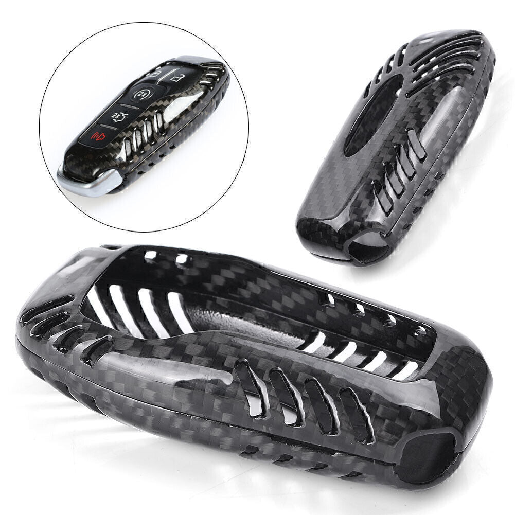 Remote Key Fob Cover Case Fit for Ford for Mustang 2015 2016 key case Carbon Fiber Black