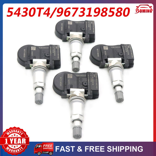 4Pcs TPMS Tire Pressure Sensor for Peugeot 207 307 for Citroen C4 5430T4 9673198580