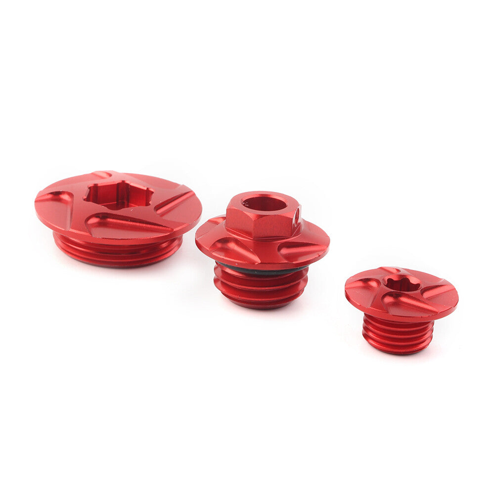 CNC Engine Timing Bolts Oil Filter Plugs Cap Set Fit CRF150R CRF250R CRF450R Red