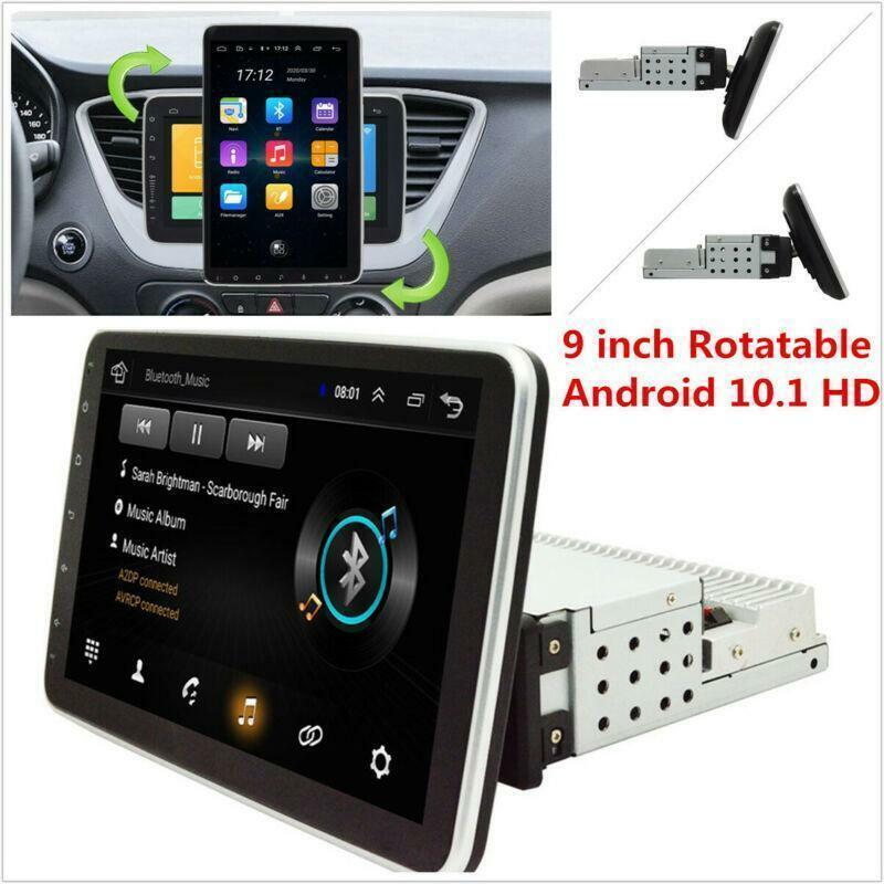 Car 1 DIN Rotatable 9 Touch Screen Android 10.1 HD 32GB Stereo Radio GPS Wifi
