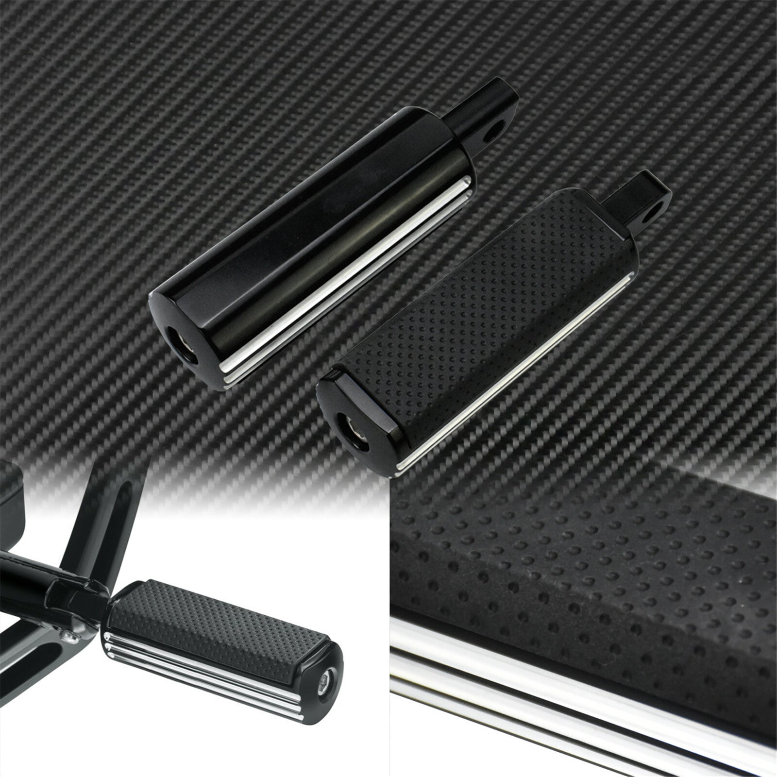 Black Defiance Foot Peg Male Footrests Fit for Harley Electra Glide Low Glide XL