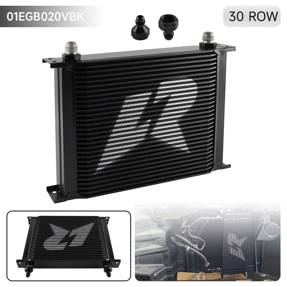 30 Row AN8 Stacked Plate Oil Cooler 6AN Adapter Universal Aluminium Radiator BK