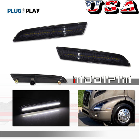 Suitable for 2018 for Volvo VNL VNR VNX Smoke White Full LED Front Bumper Side Marker Lights