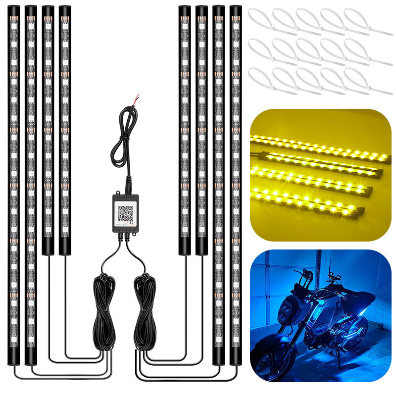 12pcs LED Light Strip Kit RGB Neon Under Glow Motorcycle for Suzuki for Honda for Yamaha