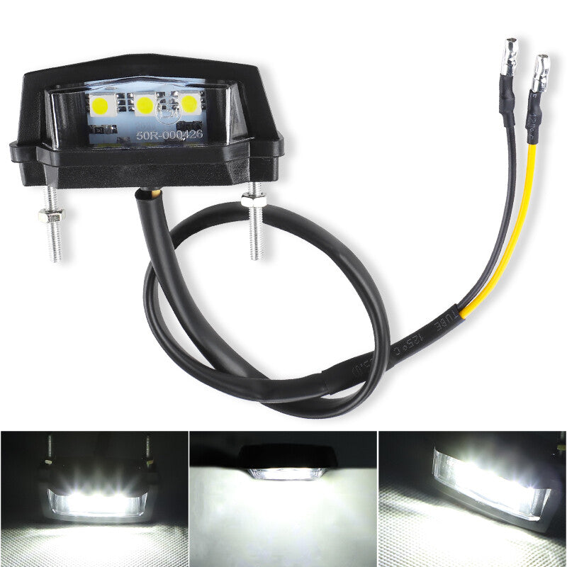 12V Universal Motorcycle Motorbike License Plate White LED Light Lamp Waterproof