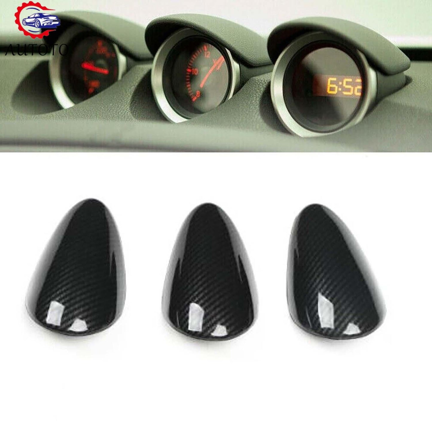 for Nissan 370Z Carbon Fiber ABS Pattern Interior Gauge Pad Cover Trim 2009-2020