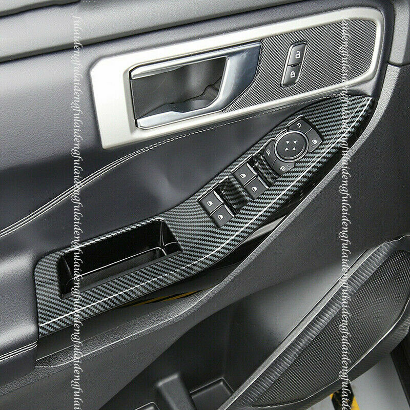 4P for Ford Explorer 2020-2022 Carbon Fiber Window Lift Panel Switch Cover Trim