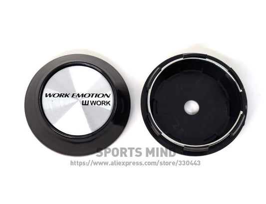4-Piece Set 69mm Working Emotional Badge Wheel Center Cover Hub Cover Edge Cover Silver TE37