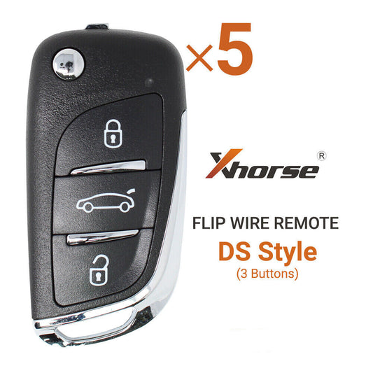 5Pcs XKDS00EN Universal Wire Flip Remote Key for DS Style 3 Buttons For VVDI