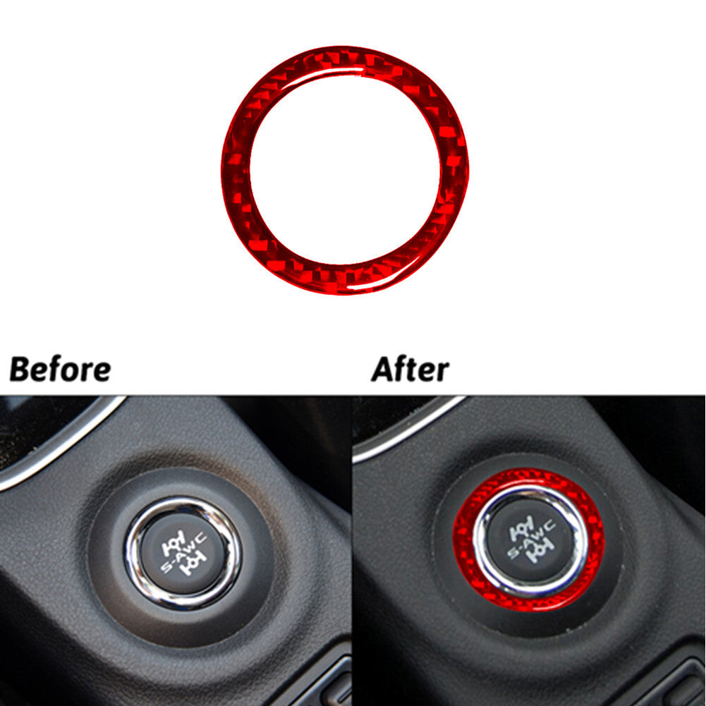 Red Carbon Fiber 4WD Switch Button Ring Trim for Mitsubishi Outlander 2014-2016