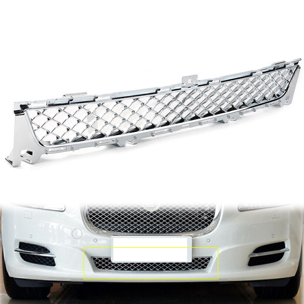 1x Silver Front Lower Bumper Grille Mesh Grill for Jaguar XJ 2010-2015 2014 2013