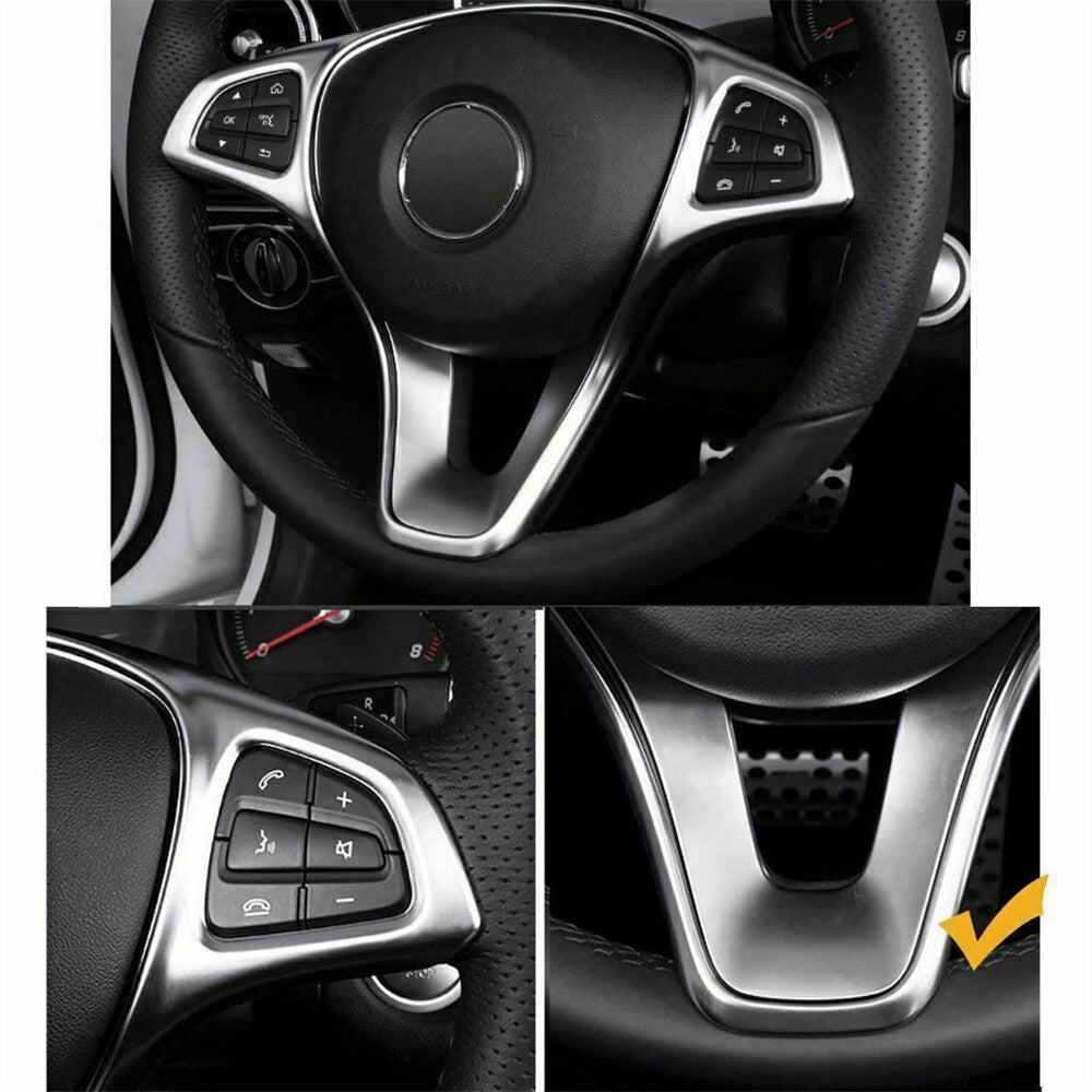 Silver Steering Wheel Trim for Benz C E GLC GLA CLA Class W205 W213 X253 2015-19