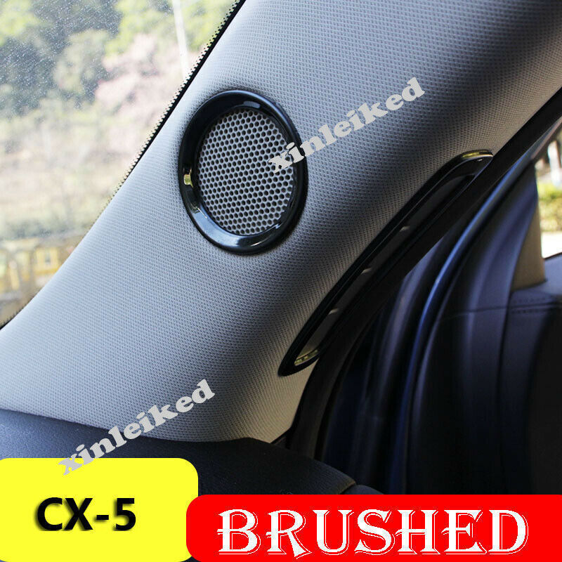 Fit for Mazda CX-5 17-19 Black Titanium Brushed Door Stereo Speaker Cover Trim