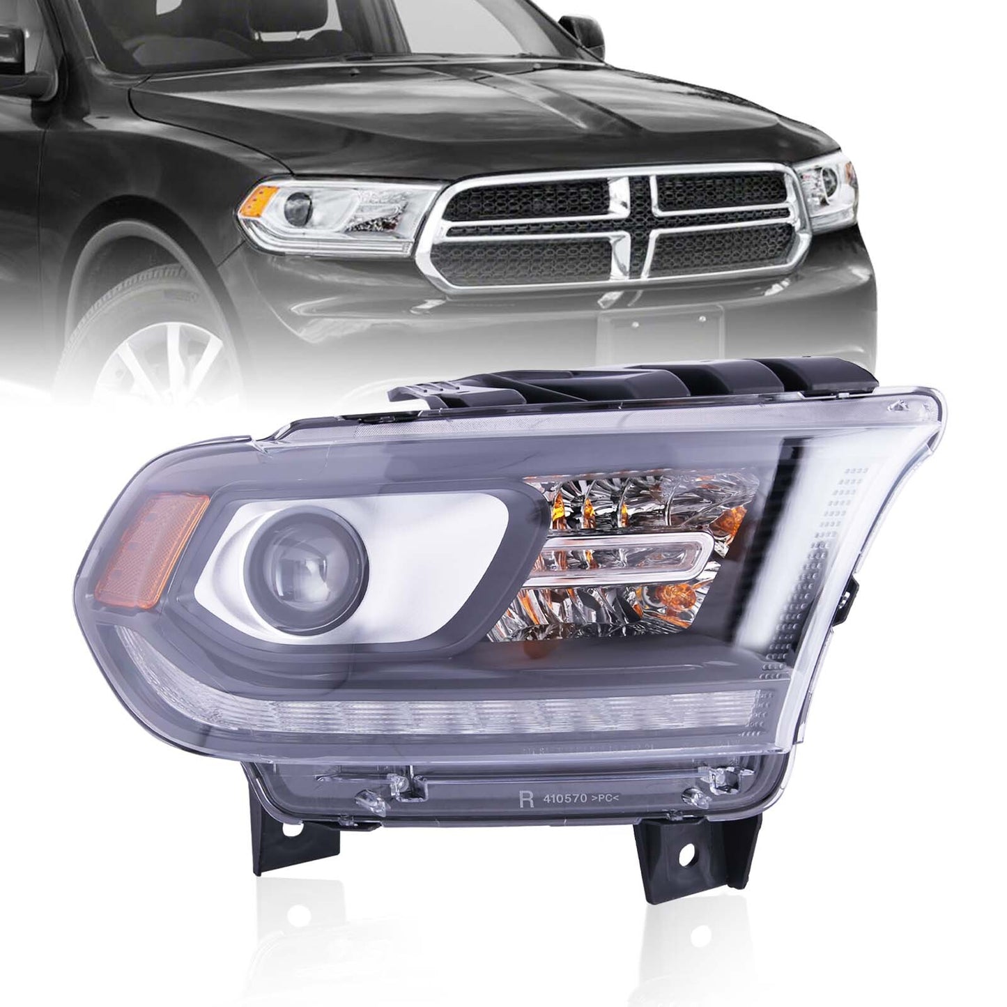 for Dodge Durango 2016 - 2020 Black HID Headlights, Right Passenger Side