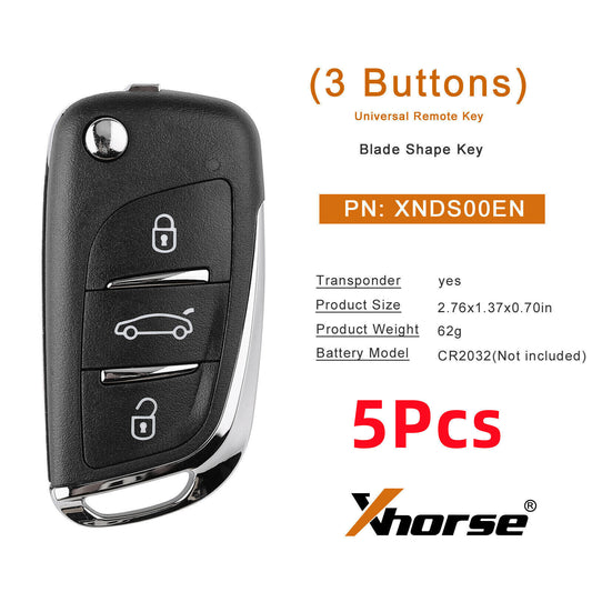 5Pcs/lot Universal Wireless Flip Remote Key for DS Style 3 Buttons XNDS00EN