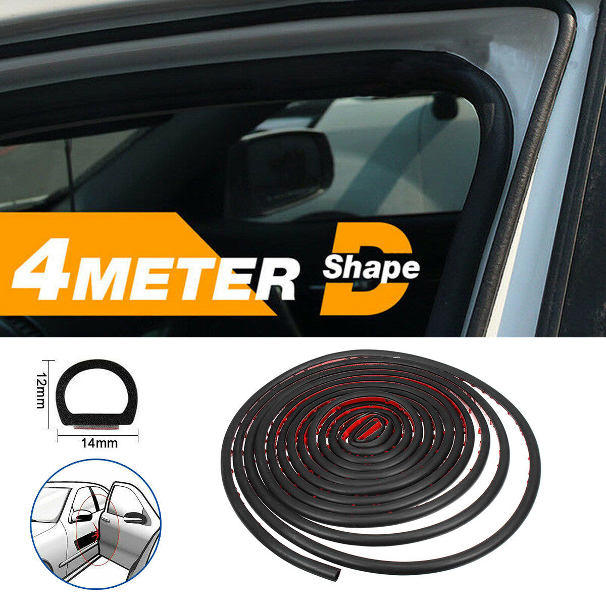 General Motors D-type door rubber weather seal hollow area waterproof 4m