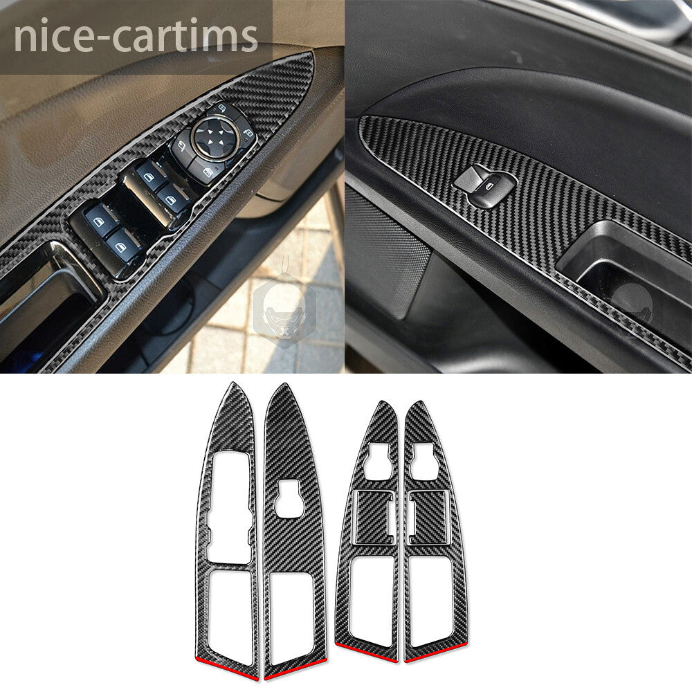 6¡ÁCarbon Fiber Window Lift Switch Button Trim Fit for Ford Fusion Mondeo 2013-17