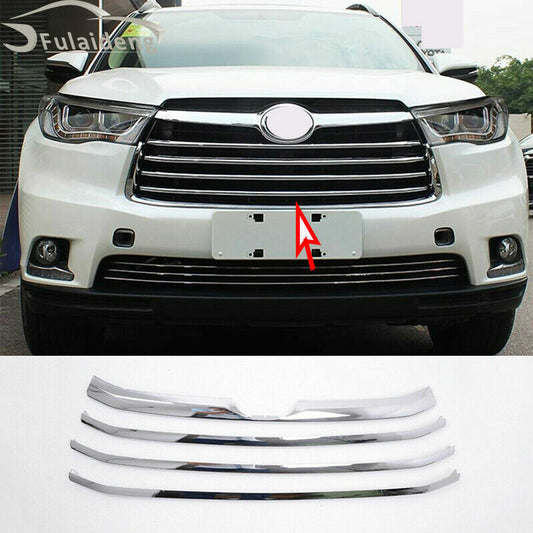 for Toyota Highlander 2014-2016 ABS Chrome Front Grille Grill Bumper Cover Trim