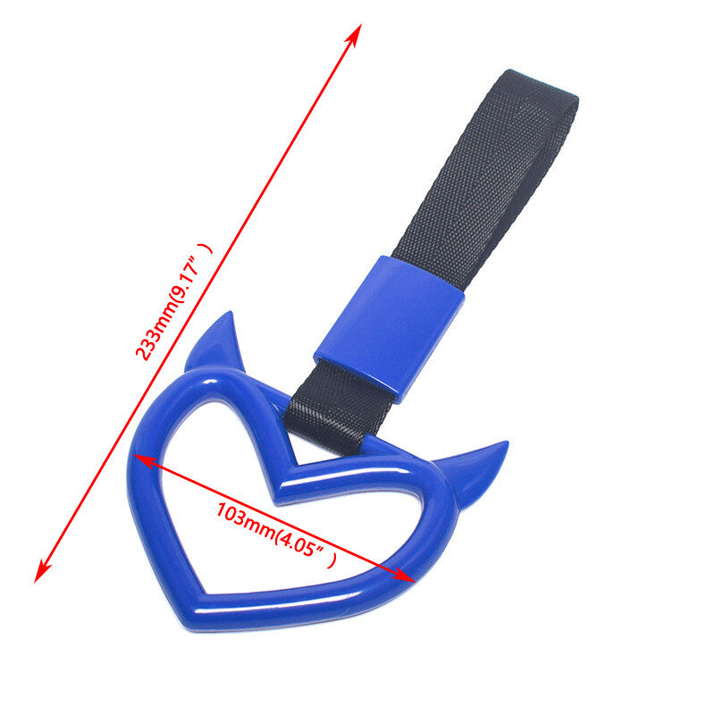 Devil Heart Red JDM Tsurikawa Ring Subway Train Bus Handle Strap Charm Blue