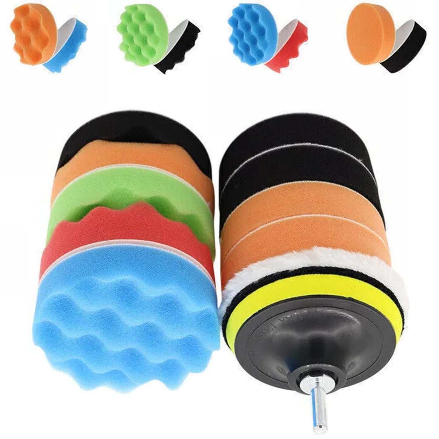 12-Piece 4-inch Car Polishing Pad Polishing Sponge Buffer Set Waxing Foam Polishing Machine Kit