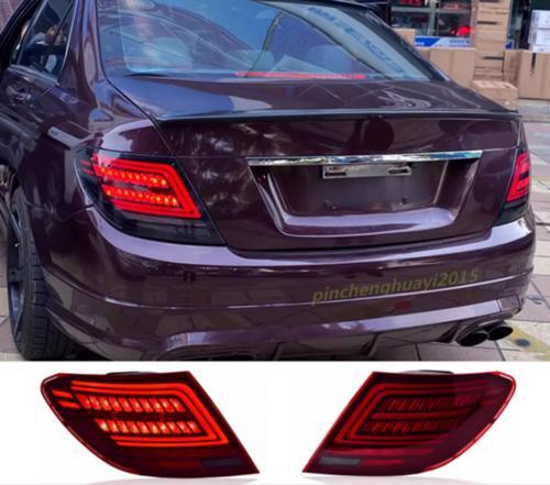 Suitable for Mercedes-Benz W204, C300, C250, C63 (2007-2014), red LED left + right rear taillights (pair).